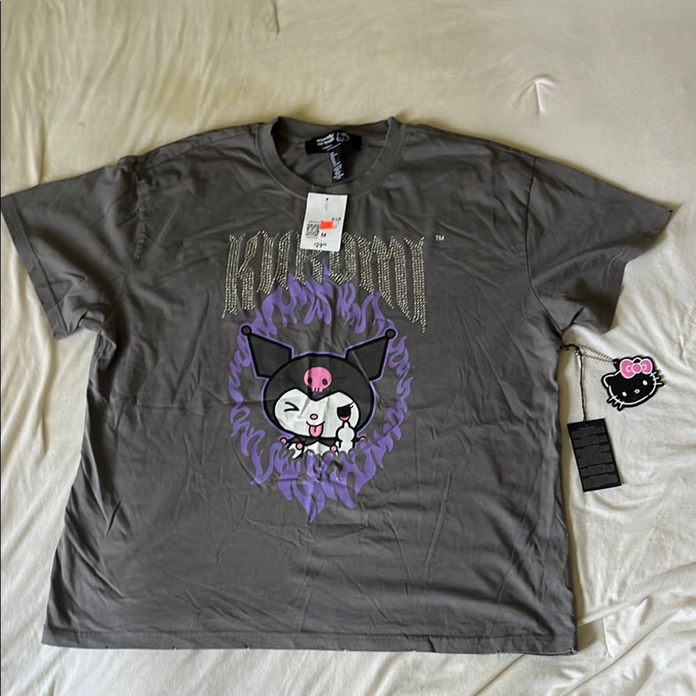 Forever 21 Gray Graphic Tee with Purple Accents